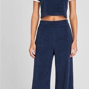 Women's Navy Blue Terry Pull-On Pant